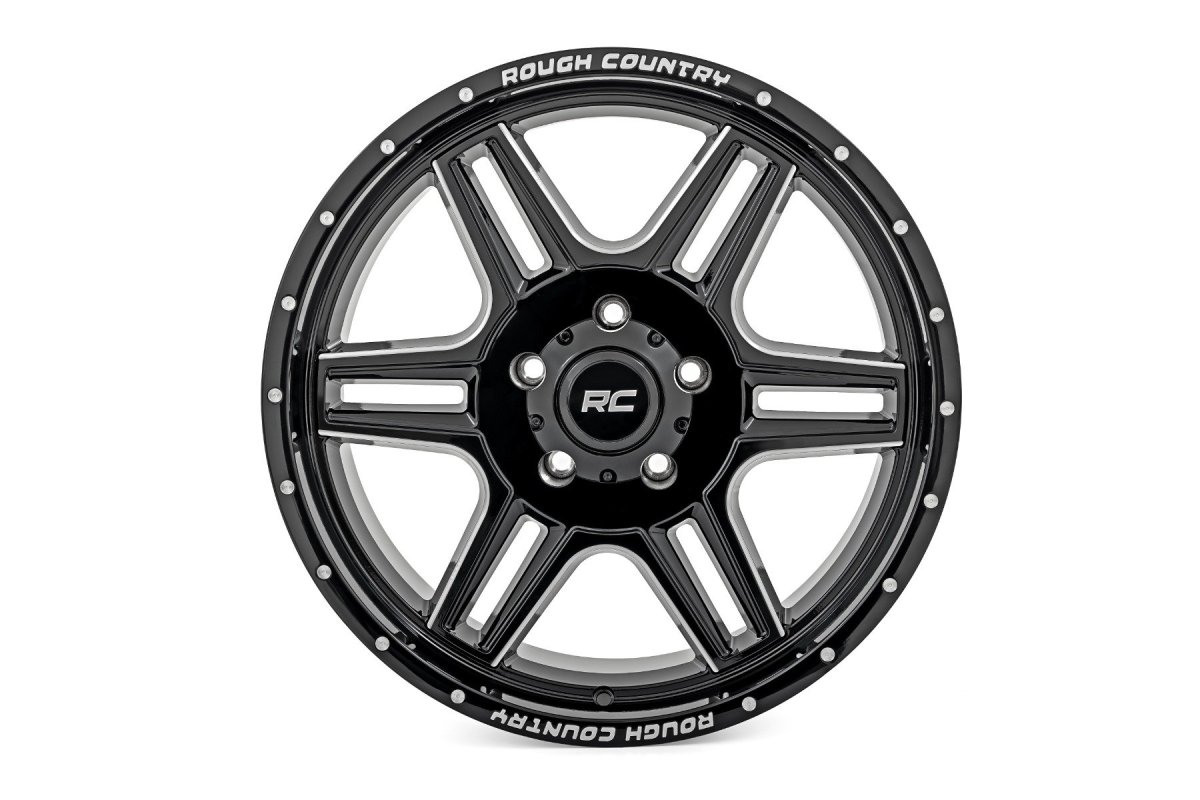GMC Sierra 3500 HD Wheel - Rough Country - 92 Series One-Piece - Gloss Black with Milled Accents - '11-'19